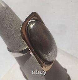 Large Sterling Silver & Yellow Gold Custom Made Ring Size 7.5
