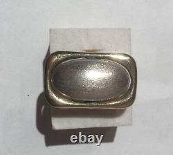 Large Sterling Silver & Yellow Gold Custom Made Ring Size 7.5