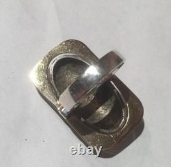 Large Sterling Silver & Yellow Gold Custom Made Ring Size 7.5