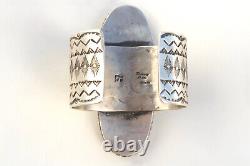 Large Turquoise Sterling Silver Cuff Bracelet Native Made Chimney Butte