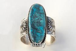 Large Turquoise Sterling Silver Cuff Bracelet Native Made Chimney Butte