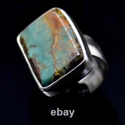 Large Unique Hand Made Southwest Navajo Tuequoise Sterling Silver Ring Size 5.5