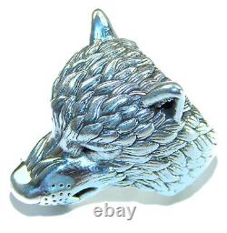 Large Wolf's head Large Bali made. 925 Sterling Silver handcrafted Ring si