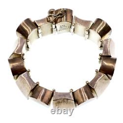 Large and Fabulous Made in Mexico Sterling Silver 3-D Link Bracelet 7 inches