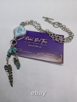 Larimar Aqua Aura Talisman Artisan Hand Made Sterling Silver Necklace. A14a