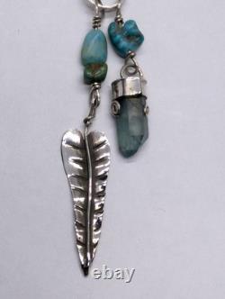 Larimar Aqua Aura Talisman Artisan Hand Made Sterling Silver Necklace. A14a