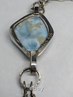 Larimar Aqua Aura Talisman Artisan Hand Made Sterling Silver Necklace. A14a