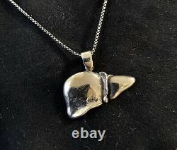 Liver Anatomically Correct Hand Made Sterling Silver Pendant
