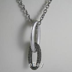 Long. 925 Rhodium Silver Nanis Necklace Embrace Pendant Marcasite Made In Italy