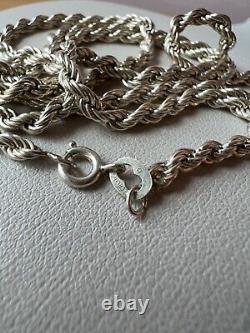 Long Solid Rope Chain Necklace 925 Sterling Silver Thick, Heavy, Well Made 23
