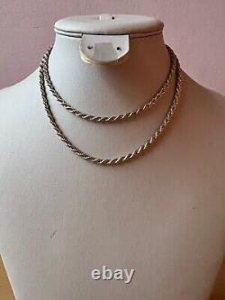 Long Solid Rope Chain Necklace 925 Sterling Silver Thick, Heavy, Well Made 23