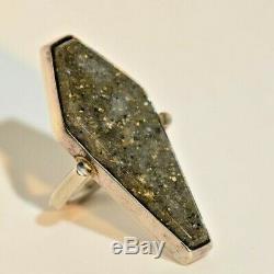 Louisiana Black Opal, Sterling Silver Hand Made Ring Coffin Shape+ Post cards