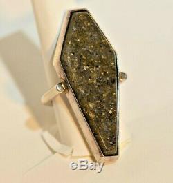 Louisiana Black Opal, Sterling Silver Hand Made Ring Coffin Shape+ Post cards