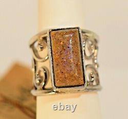 Louisiana Opal Purple, Sterling Silver Hand Made, Scroll Band Ring + Post cards