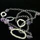 Lovely Estate Sterling Silver Textured Artisan Made Amethyst Necklace 36 Long