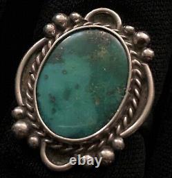 Lovely Hand Made Estate Sterling Silver Native Blue Green Turquoise Ring Size 8