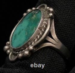 Lovely Hand Made Estate Sterling Silver Native Blue Green Turquoise Ring Size 8