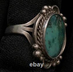 Lovely Hand Made Estate Sterling Silver Native Blue Green Turquoise Ring Size 8