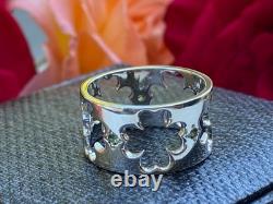 Lucky Clover Sterling Silver Ring with Peridot, Size US 7, Hand- Made in USA