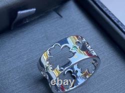 Lucky Clover Sterling Silver Ring with Peridot, Size US 7, Hand- Made in USA