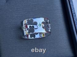Lucky Clover Sterling Silver Ring with Peridot, Size US 7, Hand- Made in USA