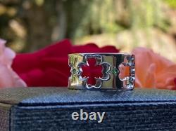 Lucky Clover Sterling Silver Ring with Peridot, Size US 7, Hand- Made in USA