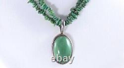 Luscious Sterling Silver and Green Tumbled Turquoise Necklace Made in India