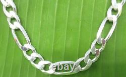 MADE IN ITALY 925 STERLING SILVER 9mm FIGARO CHAIN 18- 30 BOY GIRL MEN WOMEN