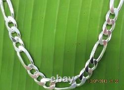 MADE IN ITALY 925 STERLING SILVER 9mm FIGARO CHAIN 18- 30 BOY GIRL MEN WOMEN