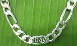 MADE IN ITALY 925 STERLING SILVER 9mm FIGARO CHAIN 18- 30 BOY GIRL MEN WOMEN