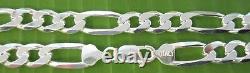 MADE IN ITALY 925 STERLING SILVER 9mm FIGARO CHAIN 18- 30 BOY GIRL MEN WOMEN