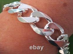 MADE IN ITALY 925 Sterling Silver 13.40mm CURB BRACELET 9 (23 cm)UNISEX