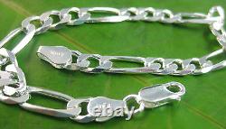 MADE IN ITALY 925 Sterling Silver 6mm FIGARO 40cm to 75cm CHAIN necklace -UNISEX