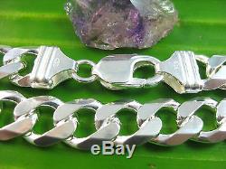 MADE IN ITALY 925 sterling silver 13mm curb VERY THICK CHAIN Necklace UNISEX