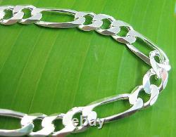 MADE IN ITALY 925 sterling silver 7.5mm FIGARO CHAIN NECKLACE 45cm 75cm UNISEX