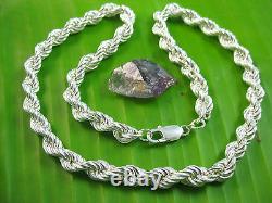 MADE IN ITALY 925 sterling silver 8mm ROPE Hollow CHAIN Necklace 18 20 UNISEX