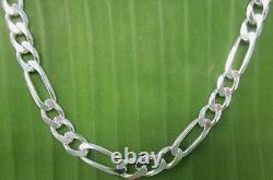 MADE IN ITALY- REAL 925 STERLING SILVER 6mm FIGARO CHAIN 16- 28 MEN WOMEN