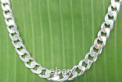 MADE IN ITALY- REAL 925 STERLING SILVER 7.5mm CURB CHAIN 18- 30 MEN WOMEN