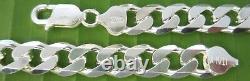 MADE IN ITALY- REAL 925 STERLING SILVER 9mm CURB CHAIN 18- 22 MEN WOMEN