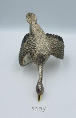 MANYA & ROUMEN Hand Made Sterling Silver & 18k Gold Goose Cuff Bracelet
