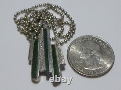 MID Century Modern Hand Made Sterling Silver & Green Stone Estate Necklace