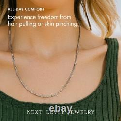 Made In Italy, 925 Sterling Silver Round Box Link Rhodium Heavy-Duty Necklace
