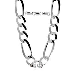 Made in Italy 925 Sterling Silver Thick 5.4 MM Figaro Chain with an anti-tarni