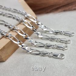 Made in Italy 925 Sterling Silver Thick 5.4 MM Figaro Chain with an anti-tarni