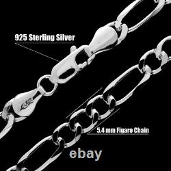 Made in Italy 925 Sterling Silver Thick 5.4 MM Figaro Chain with an anti-tarni