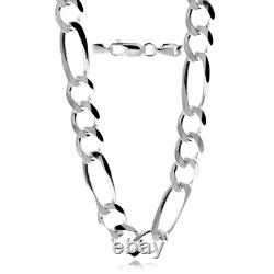 Made in Italy 925 Sterling Silver Tick 4.4 MM Figaro Chain with an anti-tarnis