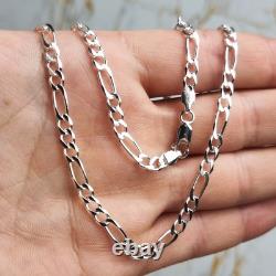 Made in Italy 925 Sterling Silver Tick 4.4 MM Figaro Chain with an anti-tarnis