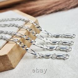 Made in Italy 925 Sterling Silver Tick 4.4 MM Figaro Chain with an anti-tarnis