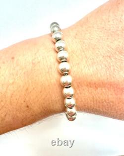 Made in Italy Large Bead Bracelet 9 inch Sterling Silver Stamped 925