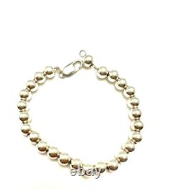 Made in Italy Large Bead Bracelet 9 inch Sterling Silver Stamped 925